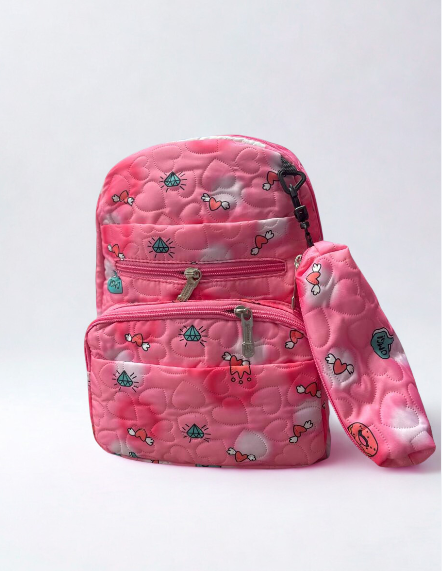SBC Pink Quilted Backpack – 33cm x 23cm Lightweight College Bag