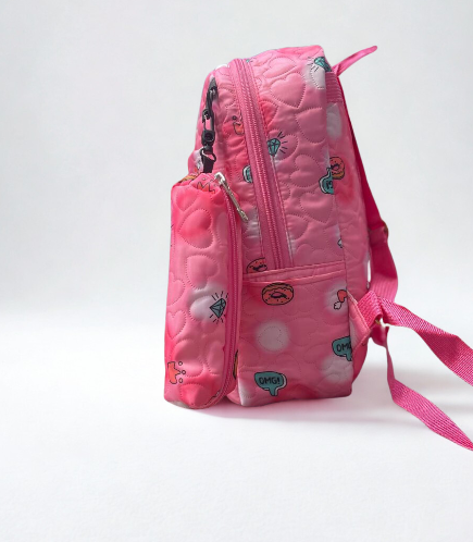 SBC Pink Quilted Backpack – 33cm x 23cm Lightweight College Bag