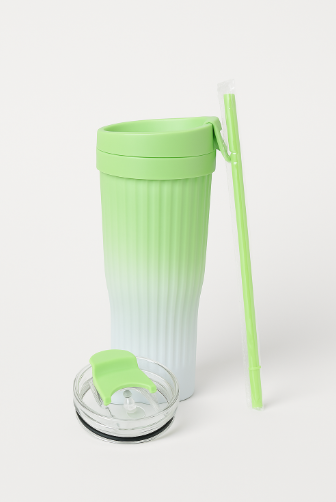 Gradient Green Premium 750ml Travel Tumbler with Leak‑Proof Lid & Straw