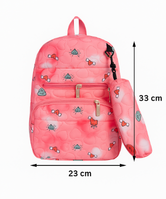 SBC Pink Quilted Backpack – 33cm x 23cm Lightweight College Bag
