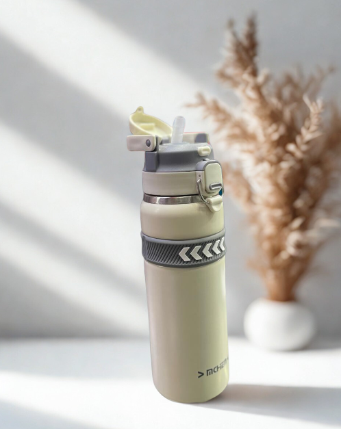 Flip‑Top Thermal Water Bottle – Cream White